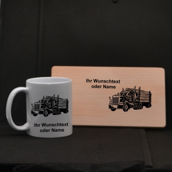Früchstücksbrettchen mit Tasse - US Truck3